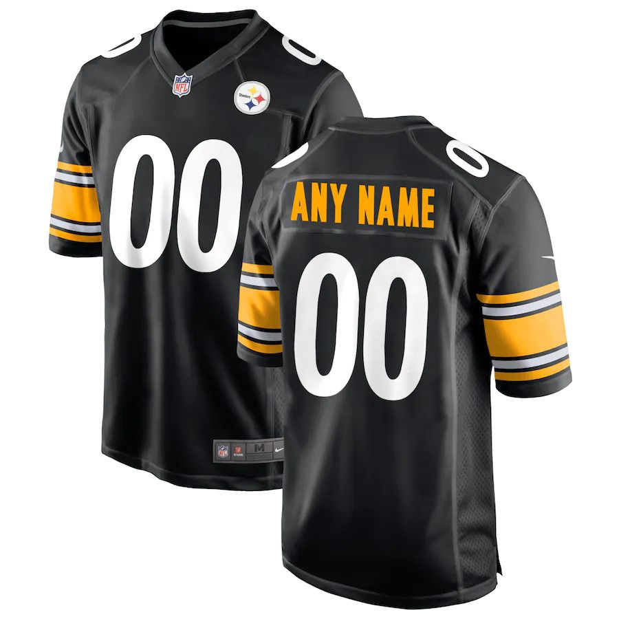 Men Pittsburgh Steelers Nike Black Custom Game NFL Jersey->customized nfl jersey->Custom Jersey